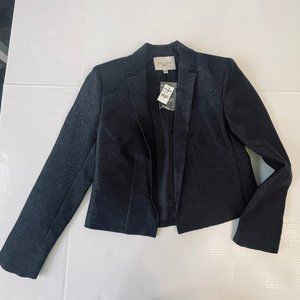 Edition Express Black Metalic Blazer size 4 butterfly accents inside and buttons